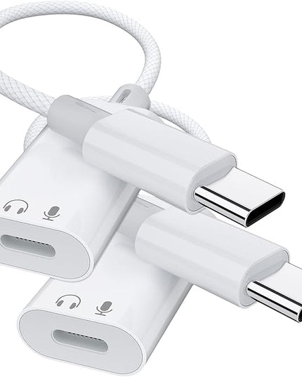 USB C to Lightning Headphone Audio Adapter, USB C Male to Lightning Female Earbuds Audio Adapter Compatible with iPhone 17/16/16e/15 Plus/Pro/Max, iPad Pro, iPad Air 6/5, MacBook (No Charge)[2 Pack]