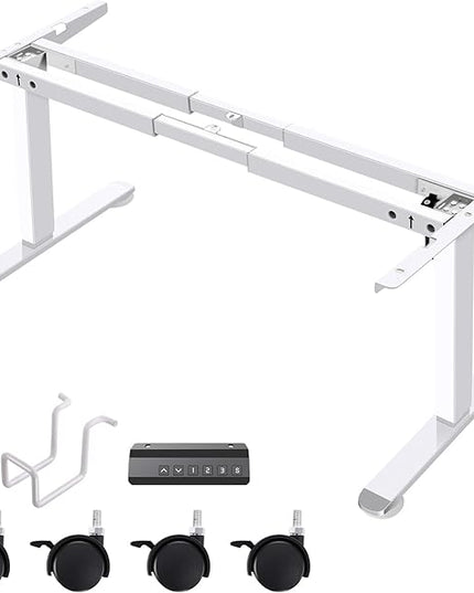 Electric Standing Desk Frame,Compatible Desktop Size 43″-72″ and 187 lbs Weight,Memory Controller Height Adjustable Frame,White Frame Only