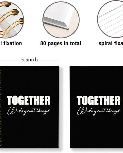 DSHFG Black Journal Notebook Team Gifts for Employees, Black Journaling Notebooks Appreciation Gifts, Notebooks for Work Office Supplies,Together We Do Great Things, 5.5x8.3