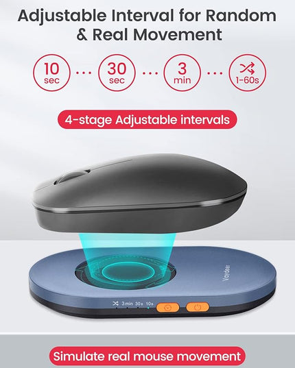Vaydeer Ultra Slim Mouse Mover, Air 3 Mouse Jiggler with Adjustable Interval Timer, Undetectable & Noiseless, Simulates Realistic Movement, Driver-Free Shaker for Keeping The PC Active (Misty White)
