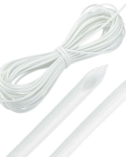 MECCANIXITY 49ft Braided Cable Sleeve, 3/32" ID 200C High Temperature 1500V Fiberglass Wire Insulation Cord Protector Organizer Wires Management for Motor Engine Fuel Line, White
