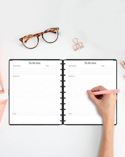 (2-Pack) Letter Size TUL Discbound To Do List Refills, 11 Disc Daily Planner Insert, 200Sheets / 400Pages To Do Paper, 100gsm White Paper, 8.5'' x 11''
