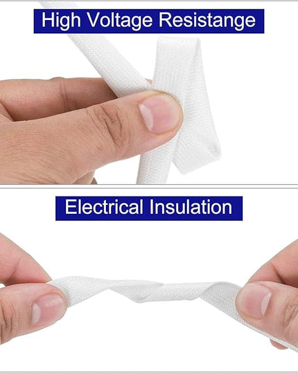 MECCANIXITY 5Pcs Wire Insulation Braid Fire Sleeve,9.8Ft-10mm ID White, High Temp Silicone Coated Fiberglass Sleeving for Automotive Hose Lines Electrical Wiring