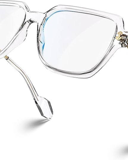 VISOONE Oversized Blue Light Blocking Glasses with Chic Square TR90 Frame and Metal Temple for Women Men REMY