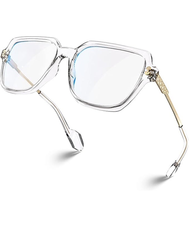 VISOONE Oversized Blue Light Blocking Glasses with Chic Square TR90 Frame and Metal Temple for Women Men REMY