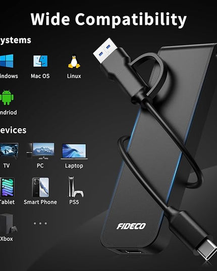 FIDECO M.2 NVMe SSD Enclosure, M.2 NVMe to USB Adapter, USB 3.2 Gen 2 (10Gbps) SSD Reader for M & M+B Key, Sandwich Style Design, Tool-Free Installation, Support UASP and Trim