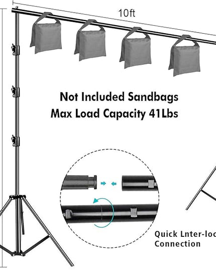 SLOW DOLPHIN Photo Video Studio 10 x12ft 100% Cotton Muslin Chromakey Green Screen Backdrop with 10 x 10ft Stand Photography Background Support System Kit Clamp, Carry Bag