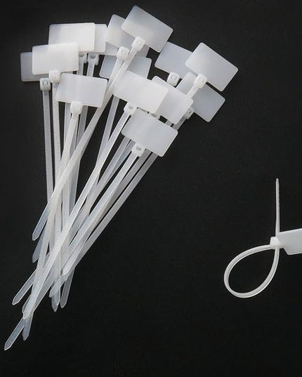 Nylon Marker Cable Ties 300PCS White Self-locking Wire Zip Ties Cable Mark Tags Label Tie Straps Nylon Power Marking Label