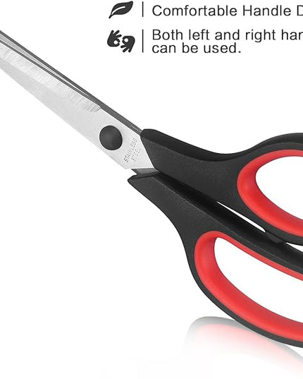 Scissors 8.5 Inch scissors all purpose Bulk Set of 3, Scissors for Office Home School Craft Supplies, Soft Comfort-Grip Right/Left Hand, Black