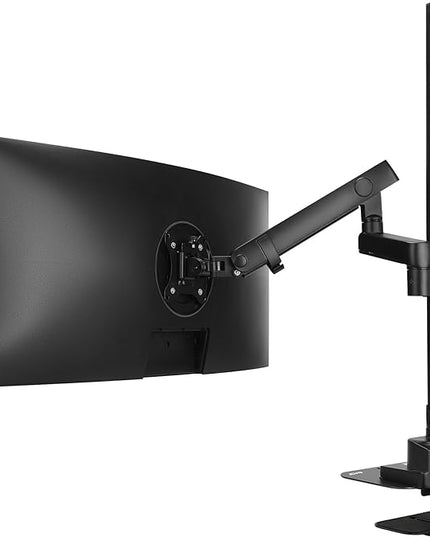 AVLT Single 40 Inch Monitor Arm Pole Top Mount With USB-C USB-A Ports-Black, Supports 26.4 lbs (12kg), Ultrawide screen fit, VESA Compatible, Tilt, Swivel, Rotate, Ergonomic adjustable height, Durable