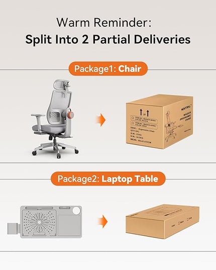 Newtral Best Ergonomic Office Chair with Adaptive Lumbar Support, Laptop Tray, Home Office Desk Chair with 4D Armrest & 5D Headrest, High Back Swivel Desk Computer Chair with Footrest