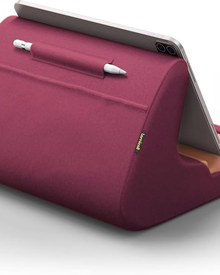 Lamicall Tablet Holder, Tablet Pillow Stand - Tablet Pillow Soft Pad for Bed and Lap, with Stylus Mount & Pocket, for iPad Pro 12.9, Air, Mini, Kindle, Galaxy Tab and 4-13" Tablet, Dark Red