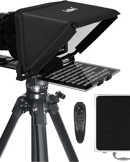 TX12 Teleprompter with Remote App Control, 13inch Metal Teleprompter，Compatible with iPad, Smartphone, DSLR Camera,Collapsible with Carry Case,Easy to Assemble
