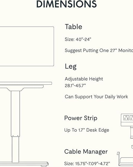 FLEXISPOT EN2 Whole-Piece Standing Desk with Clamp Power Strip, 40 x 24'' Electric Stand Up Height Adjustable Desk with Cable Management (Black Frame + 40" Mahogany Top, 2 Packages)