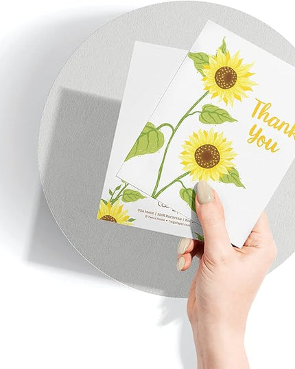 Twigs Paper Thank You Card Set - 12 Assorted Greeting Cards For All Occasions - Thank You Cards with Envelopes - Appreciation Cards - Eco Friendly - Made In USA - 5.5 x 4.25 Inch Size - Sunflower