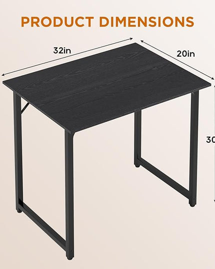PayLessHere | 32 Inch Computer Desk | Black | Office Desk with Metal Frame, Adjustable Feet | Water-Resistant, Scratchproof Surface | Sturdy Writing Table for Home Office or Study | Pack of 1