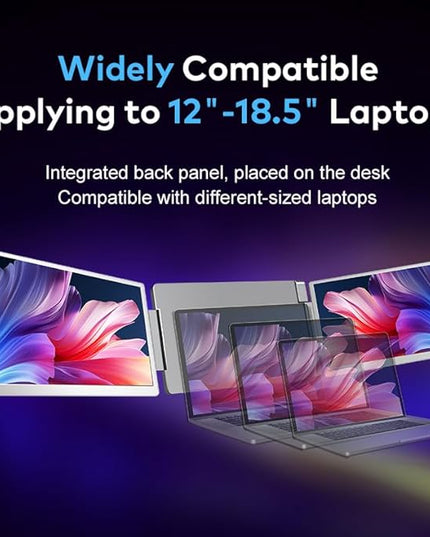 Smartlinx 16" Laptop Screen Extender Triple Display - 2560x1600P QHD Portable Monitor, USB C Detachable Plug & Play Extender for 12" -17" Laptops - Compatible with Windows/Android/PS4/MacBook