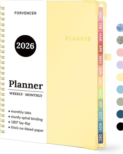 2026 Planner, Forvencer Calendar Planner Weekly and Monthly, Jan 2026-Dec 2026, 6" X 8", Hardcover Agenda Book, Daily Journal Organizer with Inner Pocket, Notebook for Office School, A5, Tender Yellow