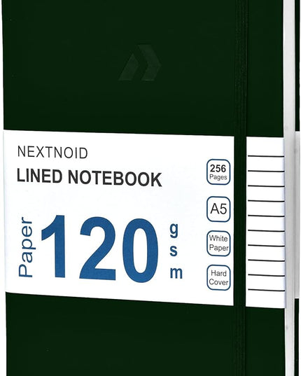 Nextnoid Hardcover Lined Journal Notebook - 120 GSM Thick Paper, Medium A5-256 Pages - Perfect For Writing, Journaling and Note-Taking (Green, Ruled)
