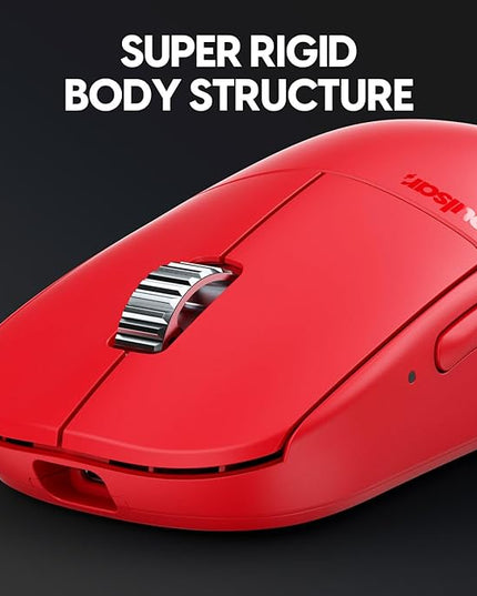 Pulsar Gaming Gears - X2H eS Wireless Gaming Mouse, Limited Edition, Symmetrical, Optical Switch, OLED Display, Driverless, PAW3395 Sensor, 100H Battery, 4K dongle Included (Medium, Red)