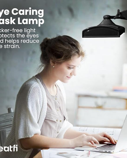 Neatfi Ultra 3,500 Lumen LED Desk Lamp, 45W, 26-Inch Wide Metal Shade, 270 SMD LEDs (Non-CCT with Clamp, Black)
