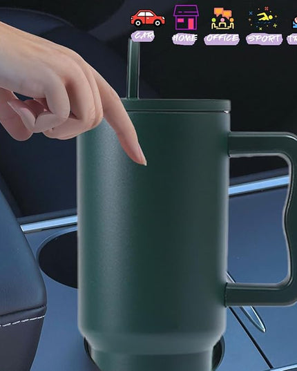 40 oz Tumbler with Handle and Straw & 6PCS Cup Accessories for 40 oz Cup - Vacuum Insulated Stainless Steel Double Wall Water Bottle Travel Coffee Mug - Holiday Gifts for Women Men (Forest)