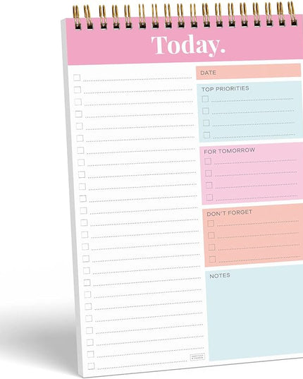 Sweetzer & Orange Daily & Weekly To Do List Notepad – Undated Work Planner & Organizer with Wish List Section, 52-Sheet Coiled Task Pad for Productivity – PINK To Do List Notebook for Work