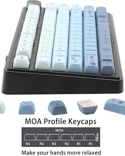 134 Keys MOA PBT Keycaps Set for Cherry Gateron MX Switches Mechanical Keyboard Key Cap (Gradient Blue)