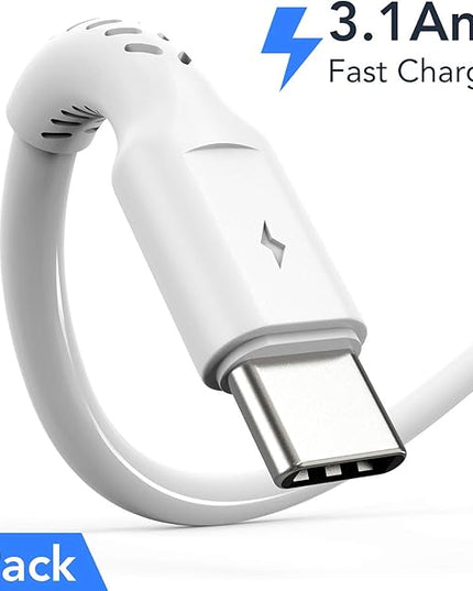 Umefly 1ft 5 Pack Durable USB A to USB Type C 3A Fast Charging Cord, Compatible with Samsung Galaxy S20/S10/S9/S8 Note 20/10/9/8, Moto Z/Z2, LG G5/G6/V20/V30/V40 and new USB-C devices