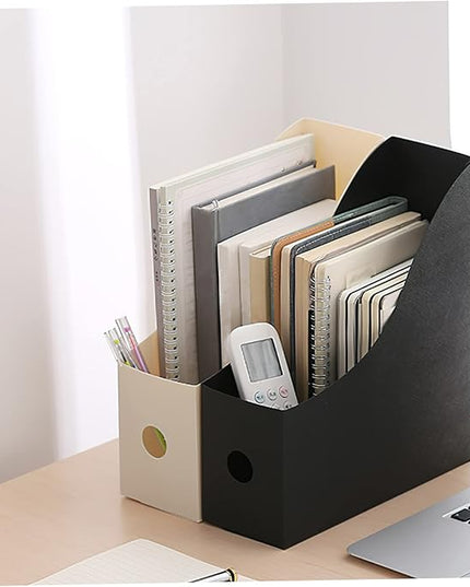 Lurrose Desktop File Organizer 2-Pack Polypropylene File Rack for Office and Student Use Vertical Desk Holders for Documents Magazines and Books Space-Saving Office Supply Storage