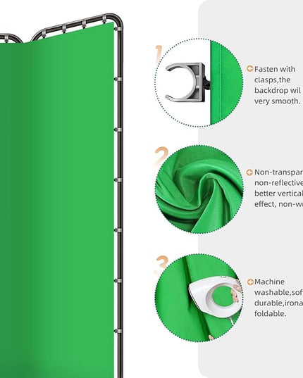 7.87ft x 13.12ft Large Green Screen Backdrop with Stand, Foldable Frame for Group Photo Backdrop, YouTube Creators, Streamers, Studio Photography, Video Shooting, Live Streaming & Gaming