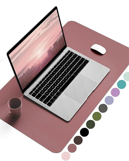YSAGi Non-Slip Leather Desk Pad, Waterproof Laptop Computer Desk Keyboard Mat, Table Protector Blotter Mat, Large Mouse Pad for Office/Work/Home/Decor(Dark Pink, 23.6" x 13.7")