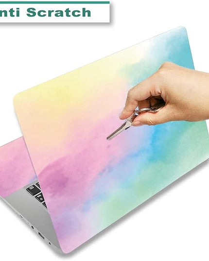 Laptop Skin Sticker Decal, 12" 13" 13.3" 14" 15" 15.4" 15.6" Laptop Vinyl Skin Cover Art Protector Notebook PC (2 Wrist Pad Skins Included), Decorative Waterproof Removable, Watercolor Colorful