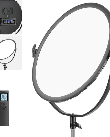 Neewer LED Bi-Color Studio Round Lighting, Ultra Thin Studio Edge Flapjack Light, 18''/45.5cm 70W Dimmable Portrait Light with AC Adapter/2.4G Wireless Remote (Battery/Light Stand Not Included)
