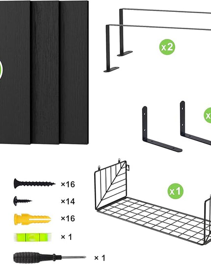 Fixwal Bathroom Floating Shelves Over Toilet Wall Shelves Set with Towel Storage Rack for Bathroom Organization & Wall Decor(Black)