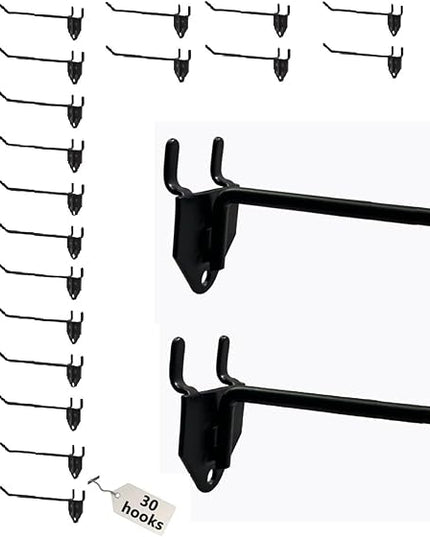 Eastern Tree 30 Packs 6" Metal Pegboard Hooks, Standard Peg Board Hooks is Fit to Standing Pegboard Display and Pegboard Panels