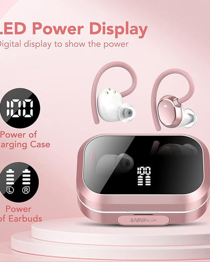 KT1 Wireless Earbuds, Sports Bluetooth Headphones, 120Hrs Playtime Ear Buds for Small Ear, IPX7 Waterproof Running Headphones, Deep Bass, Over Ear Sport Wireless Bluetooth Earphones for Android iOS