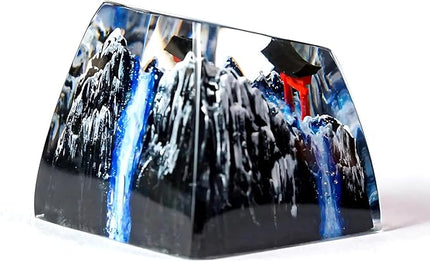 Japanese Shrine Red Torii Gate Artisan Keycap with Winter Waterfall R1 SA Profile Custom Keycaps 1U ESC Handmade Gaming Resin Key Cap Cherry MX Switch Compatible Mechanical Keyboard Japan Lover Gift
