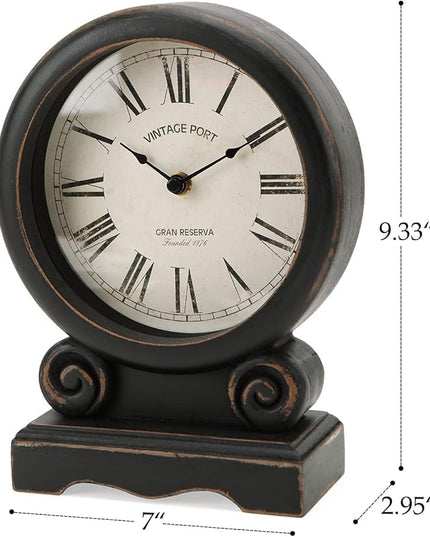 NIKKY HOME Mantel Clock, Retro Desk Clock Silent-Non-Ticking Battery Operated Wooden Mantel Clock for Living Room, Bedroom, Shelf Decoration, Fireplace, Farmhouse Decor