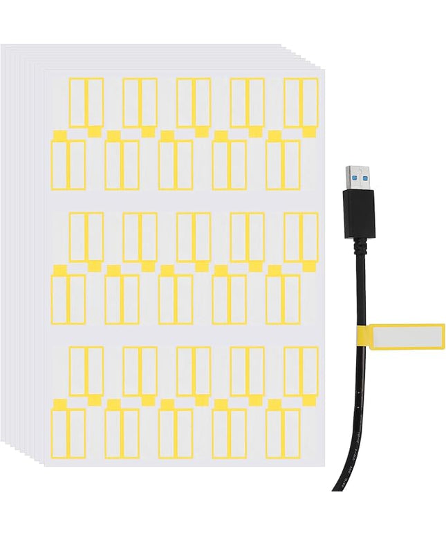 uxcell 300 Pcs Cable Labels, Waterproof Wire Cord Labels Tags, Cord Organizer Management Tags for Charger Cable Organizer Wire Markers Printer, Yellow