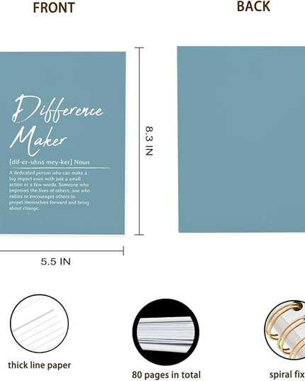 OXW Blue Meeting Notebooks for Work, Difference Maker Gift Office Work Notebook Journal for Writing Note Taking, Thank You Gifts for Women Men Leader Boss Mentor Manager Principal, 5.5"x8.3"