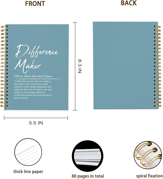 OXW Blue Meeting Notebooks for Work, Difference Maker Gift Office Work Notebook Journal for Writing Note Taking, Thank You Gifts for Women Men Leader Boss Mentor Manager Principal, 5.5"x8.3"