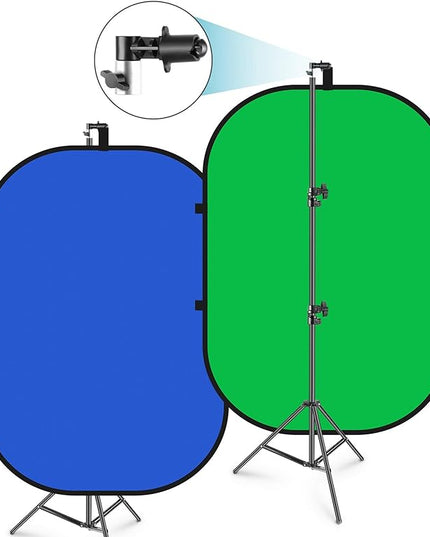 Neewer 5x7ft/1.5x2m Chromakey Foldable Backdrop with Stand 8.5ft/2.6m, 2-in-1 Reversible Green Blue Green Background Panel for Photography Studio, Live Streaming, Video Calls, Games