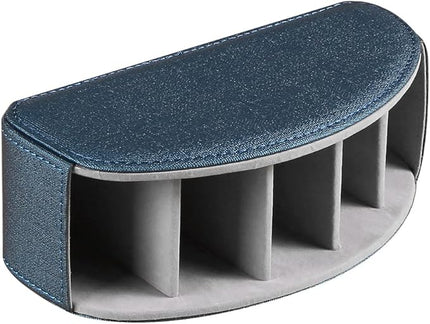 Leather Remote Control Holder,TV Remote Caddy with 5 Compartments,Desktop Organizer,for Store TV,DVD,Blu-Ray,Media Player,Heater Controllers(Blue)