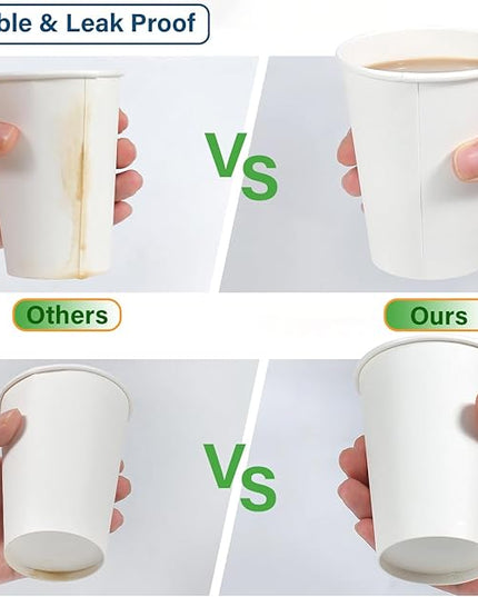 White Paper Coffee Cups – 12 Oz. [200 - Pack] Disposable Hot & Cold Beverage Cups | Durable Paper Cups for Hot and Cold Coffee, Water, Juice, Tea & More – Ideal for Office, Parties, Home & Travel Use