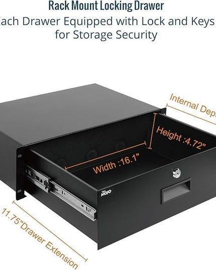 Tecmojo 3U Rack Drawer,Rack Mount Drawer for 19in Network Equipment/Server/AV Rack or Cabinet Enclosure,Sliding and Lockable Server Rack Drawer - Load-Bearing 44lb (20kg),with Cable Management Holes