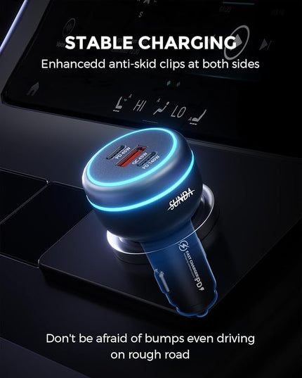 SUNDA 230W USB C Fast Car Charger, 3-Ports Car Charger Adapter, Dual Type C PD140W/PPS63W Compatible with iPhone17/16Pro/Max/iPhone15/Laptop/Galaxy/SamsungS25, USB-A 45W QC3.0 for Android