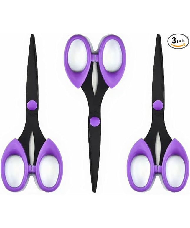 3 Pack 6.5" Multi-Purpose Scissors, Arts and Crafts Scissors,for Office, Home, School and Sewing(Purple)