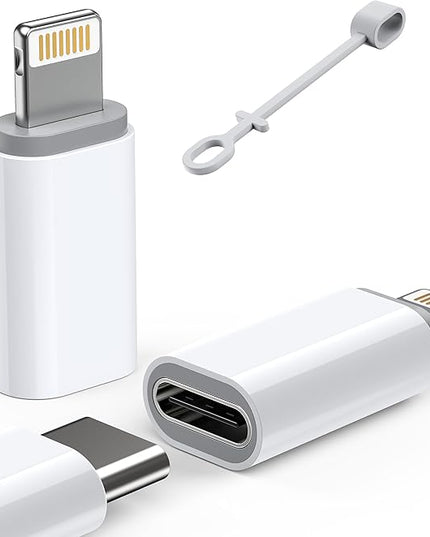 MFi Certified USB C to Lightning Adapter 2-Pack, 27W Fast Charging & Data Sync, Lightning to USB Type C Cable Adapter Compatible with iPhone 14/13/12/Pro/Max, iPad, AirPods, with Anti-Loss Lanyard