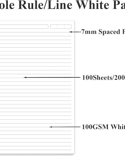 A5 Refill Paper - 6 Hole Planner Inserts for A5 Binder, 200 Pages 6 Ring Loose Leaf Lined Paper with 5 Colorful Binder Dividers, 5.8" x 8.5"